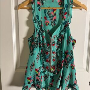 Nanette Lepore beaded Sleeveless Ruffled Blouse